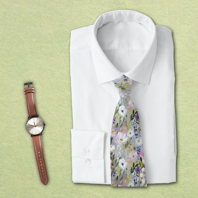 Corbata Acuarela Floral Soft Meadow (Subido por el creador)