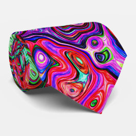 Corbata Acuarela Groovy Rojo Resumen Remoto Líquido Swirl