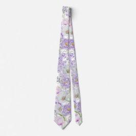 Corbata Acuarela Lilac Flores Agujero