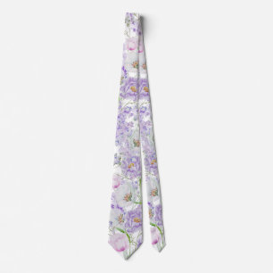 Corbata Acuarela Lilac Flores Agujero