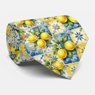 Corbata Acuarela Limón Amalfi Mediterráneo Diamantes