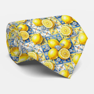 Corbata Acuarela Limón Amalfi Mediterráneo Diamantes