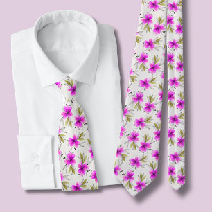 Corbata Acuarela lirio floral rosa