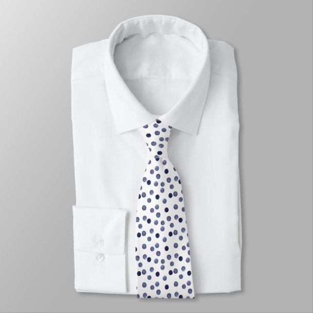 Corbata Acuarela. Punto de polka azul. (Atado)