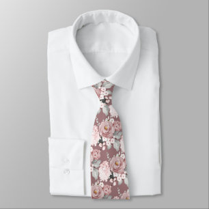 Corbata Acuarela Rosas agitados Hydrangeas DIY Mauve