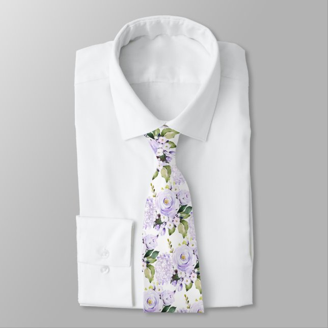 Corbata Acuarela Rosas púrpura Hidrangeas Calzado (Atado)