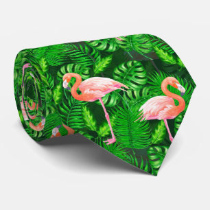 Corbata acuarela tropical flamenca