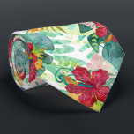 Corbata Acuarela Tropical Hojas Botánicas de Palma e Hibis<br><div class="desc">Acuarela tropical Botánica Palm Leaf & Hibiscus Design,  con divertido diseño moderno de moda! Revisa mi tienda para ver este diseño en muchos productos!</div>
