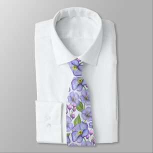 Corbata Acuarela Violetas Moradas y Patrón Floral