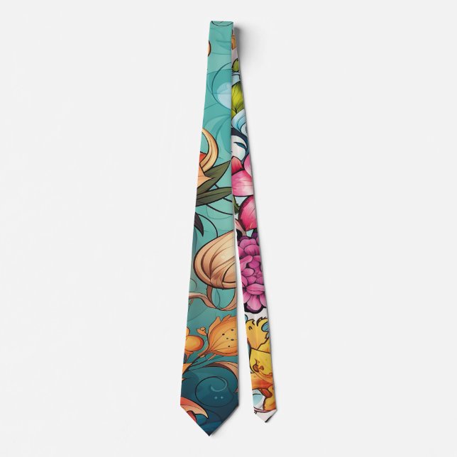 Corbata AD 013 - patrón floral digital (Anverso)