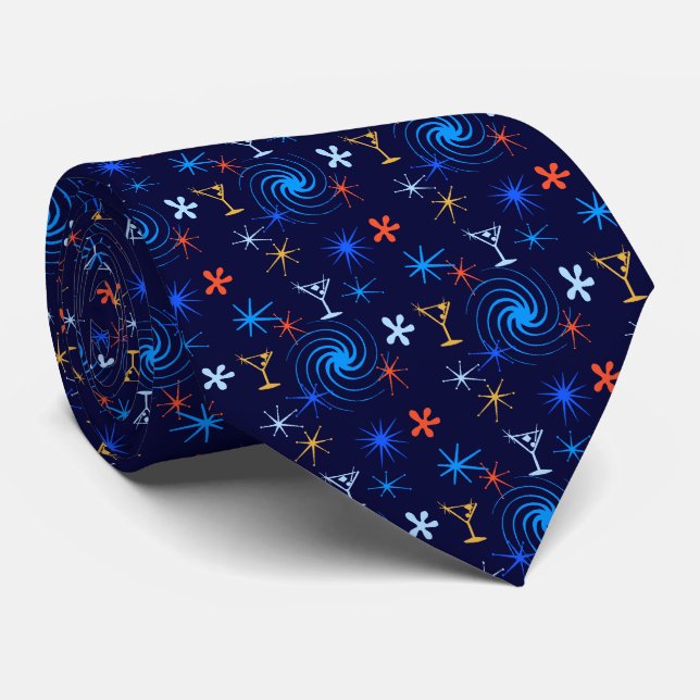 Corbata Ad Man Martini Foulard Navy de dos lados (Enrollado)