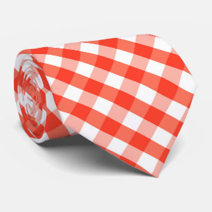 Corbata adorable patrón de baldosas a cuadros naranja y bl