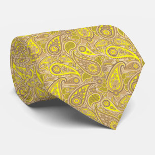 Corbata Adorable patrón de cachemira marrón amarillo