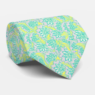 Corbata Adorable patrón floral verde amarillo