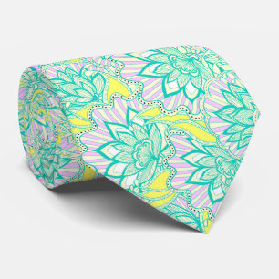 Corbata Adorable patrón floral verde amarillo