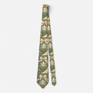 Corbata Adorno de Navidad azul y beige Art Nouveau 