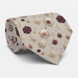 Corbata Adornos Navideños Elegantes Vintage Ciruela Dorado