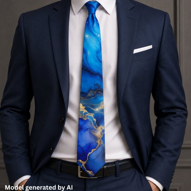 Corbata Ágata Azul Océano Vena Dorada (Subido por el creador)