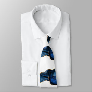Corbata Ágata Zafiro con Venas de Oro