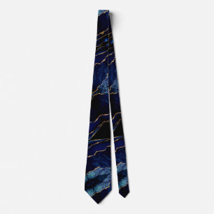 Corbata Agate Navy Blue Gold Purpurina Marble Necesario