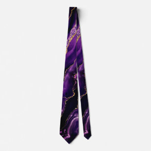 Corbata Agate Purpurina violeta morada de oro Merble Neces