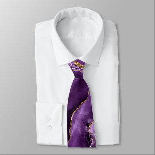 Corbata Agate Purpurina violeta morada de oro Merble Neces
