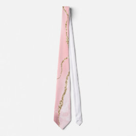 Corbata Agate Rubor rosa con cinta dorada elegante