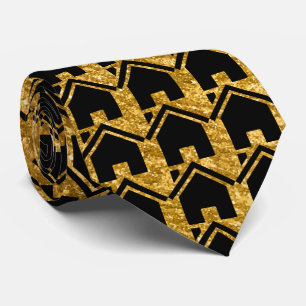 Corbata Agente de bienes raíces moderno negro y dorado