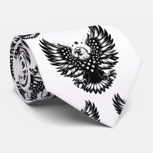 Corbata Águila calva de bandera estadounidense en blanco y