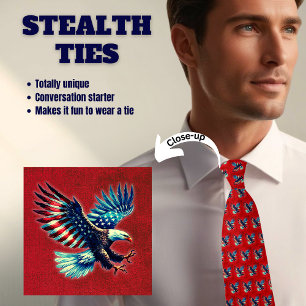 Corbata Águila Norteamericana Patriótica Rojo Azul Cuello 