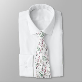 Corbata Agujas de Pino Verde Oscuro y Bayas de Acebo Rojas