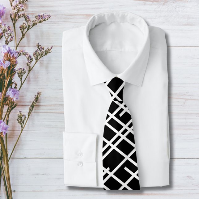 Corbata Agujero de cuello de líneas blancas y negras (Subido por el creador)