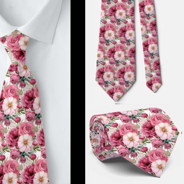 Corbata Agujero Floral Rosa Brillante Agujero Cuello (Subido por el creador)