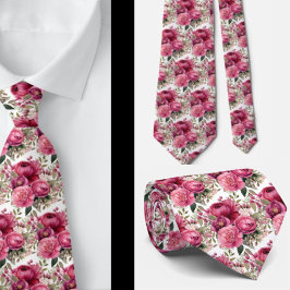 Corbata Agujero Floral Rosa Brillante Agujero Cuello