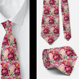 Corbata Agujero Floral Rosa Brillante Agujero Cuello