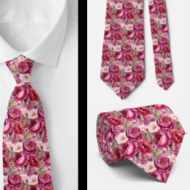 Corbata Agujero Floral Rosa Brillante Agujero Cuello