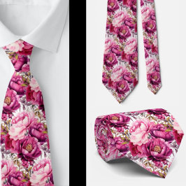 Corbata Agujero Floral Rosa Brillante Agujero Cuello