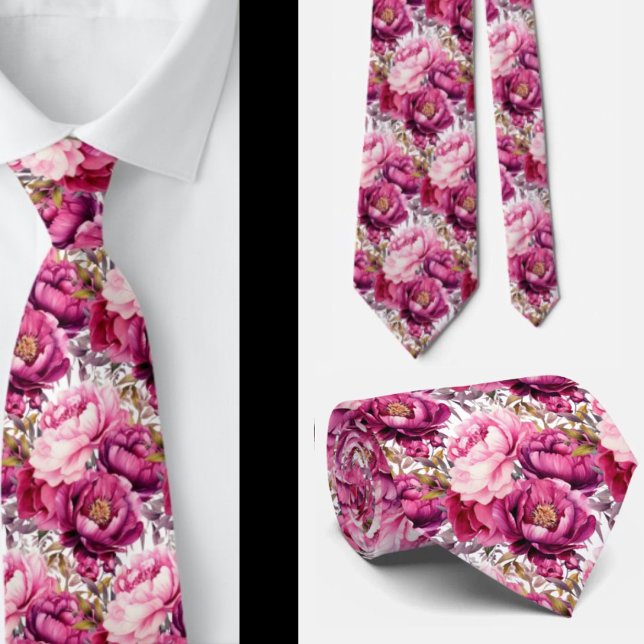 Corbata Agujero Floral Rosa Brillante Agujero Cuello (Subido por el creador)