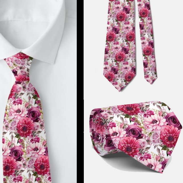 Corbata Agujero Floral Rosa Brillante Agujero Cuello (Subido por el creador)