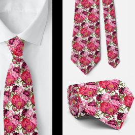 Corbata Agujero Floral Rosa Brillante Agujero Cuello