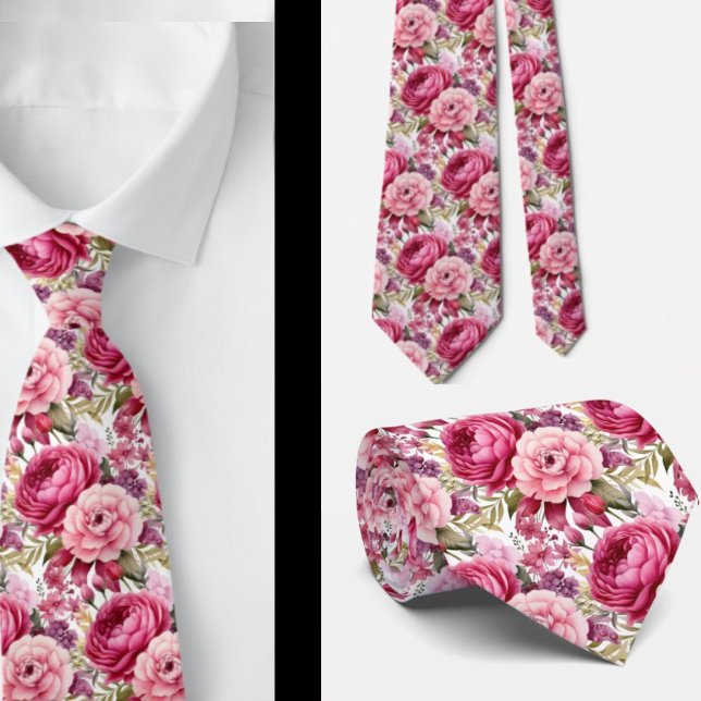 Corbata Agujero Floral Rosa Brillante Agujero Cuello (Subido por el creador)