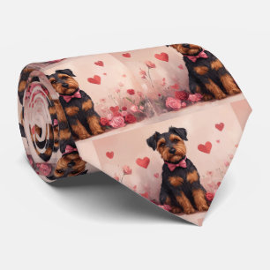 Corbata Airedale con Rosas - Día de San Valentín