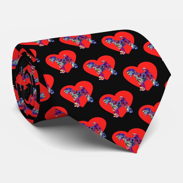 Corbata Airedale Terrier Dog Red Valentine's Day Tie (Enrollado)