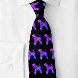 Corbata Airedale Terrier Dog Silhouette Pink & Blue Black