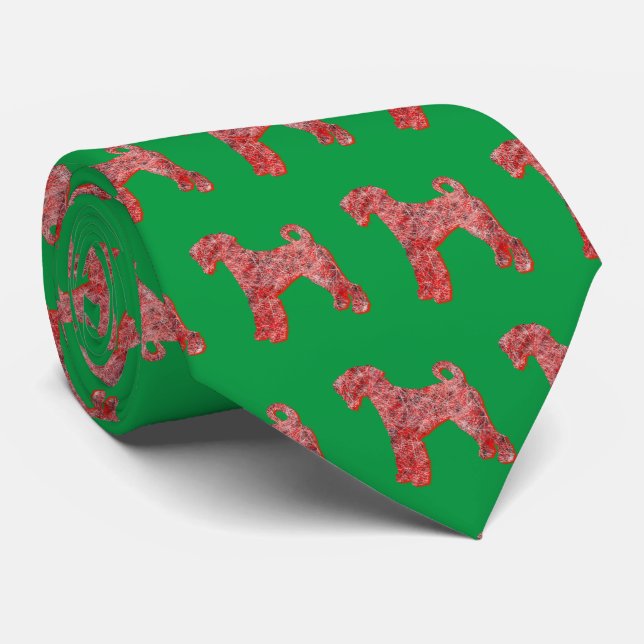 Corbata Airedale Terrier Navidades Dog Silhouette Green (Enrollado)