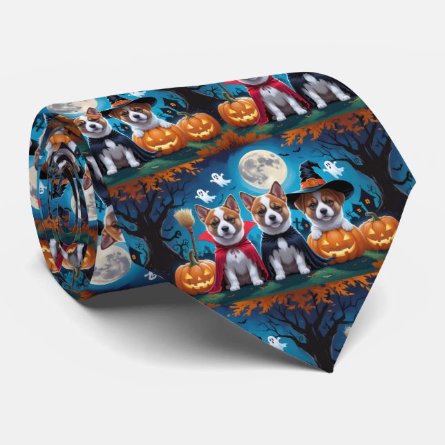 Corbata Akita Dogs Pumpkin Halloween Funny (Enrollado)