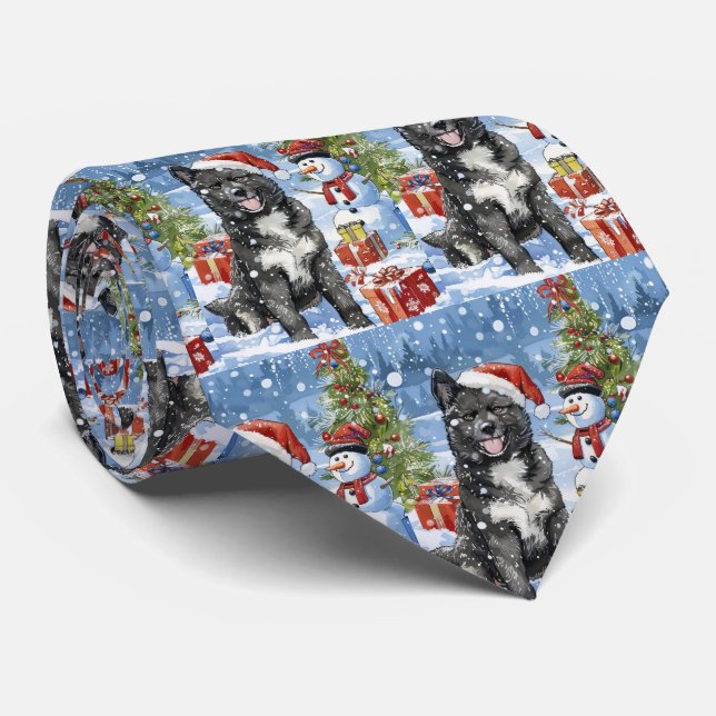 Corbata Akita Perro Invierno Maravilla Navidad Alegría (Enrollado)
