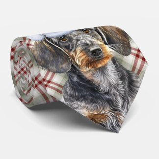 Corbata Alambre Dachshund Perro Fiesta Plaid Navidad