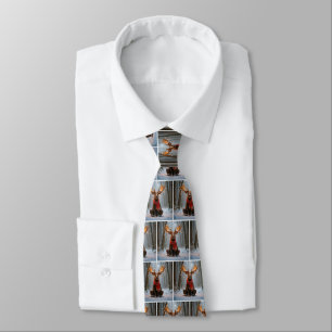 Corbata Alce de Navidad con bufanda y luces