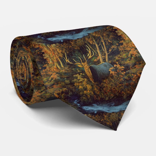 Corbata Alce toro en bosque otoñal (Enrollado)